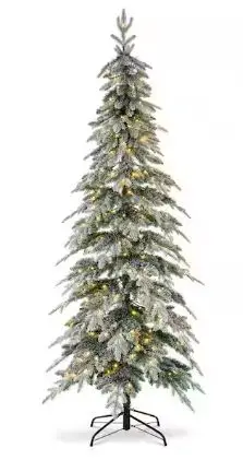 Glitzhome-2014600093-7.5ft-Pre-Lit-Flocked-Pencil-Spruce-Artificial-Christmas-Tree-PRODUCT