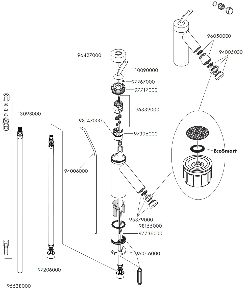 AXOR Starck 10200000 Classic Single Lever Bidet Mixer With Pop Up Waste - Parts