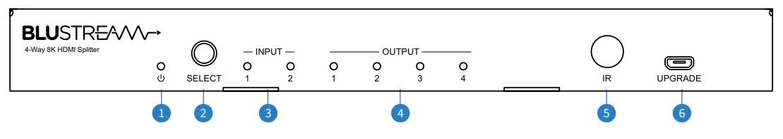 BLUSTREAM SP24AB-8K HDMI 2 1 Splitter - Front Panel