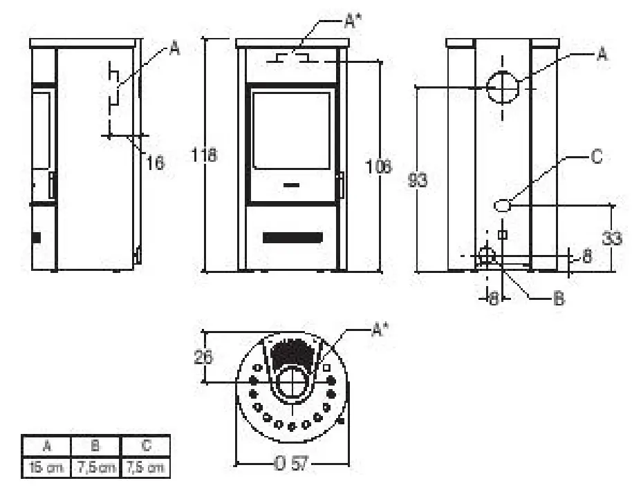 PIAZZETTA E129 M Hermetic BCS Wood Stove - fig 1
