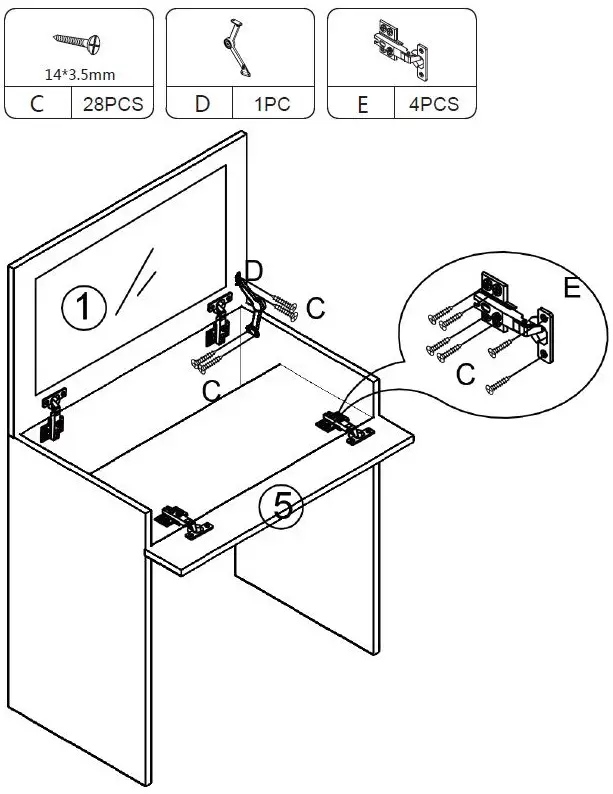 JAXPETY-HG61R0538 -Convertible -Makeup-Vanity-Desk-with-Built-in-Mirror- (8)