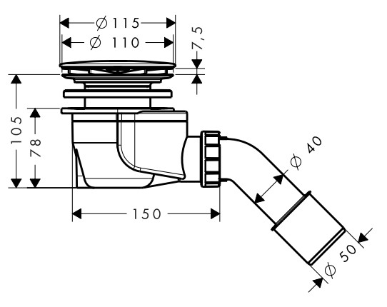 hansgrohe 60054180 Waste Set Compliment Staro 90 Base Unit - fig