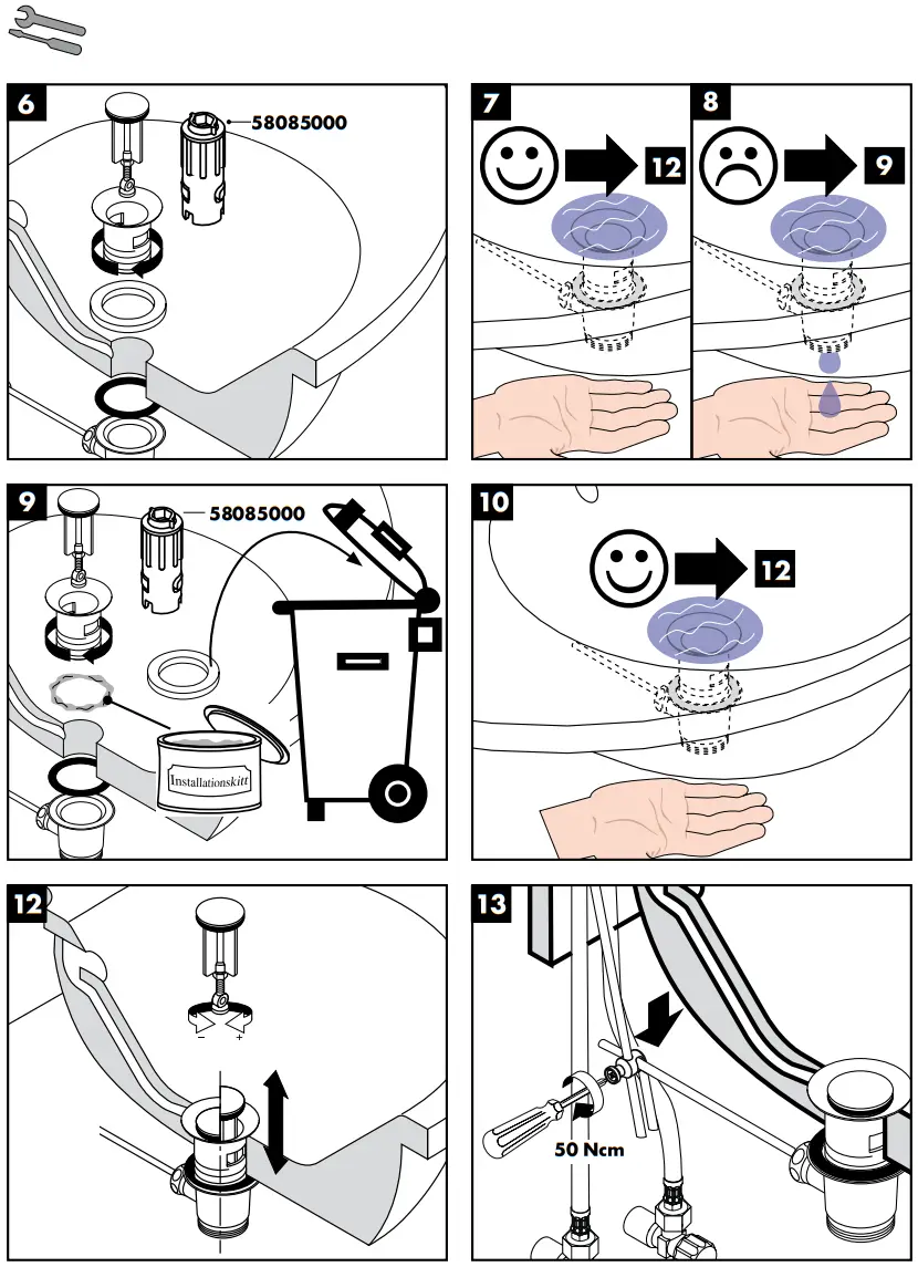 AXOR Starck 10211000 Bidet Mixers with Pop Up Waste Set - Assembly 1