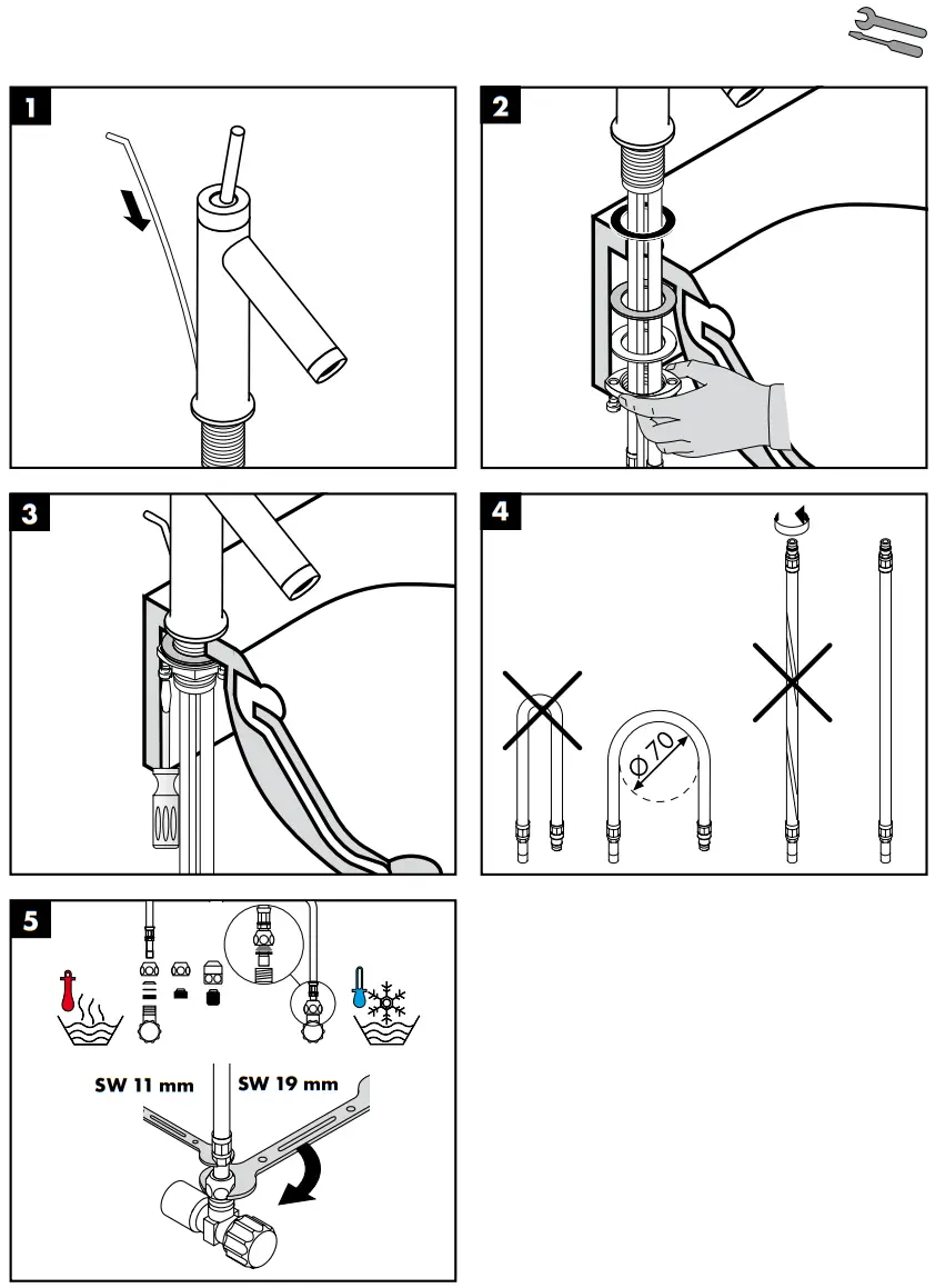AXOR Starck 10211000 Bidet Mixers with Pop Up Waste Set - Assembly