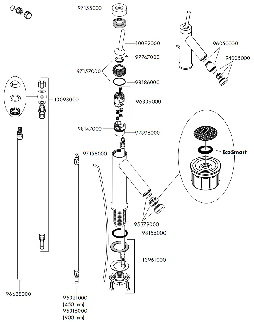 AXOR Starck 10211000 Bidet Mixers with Pop Up Waste Set - Parts