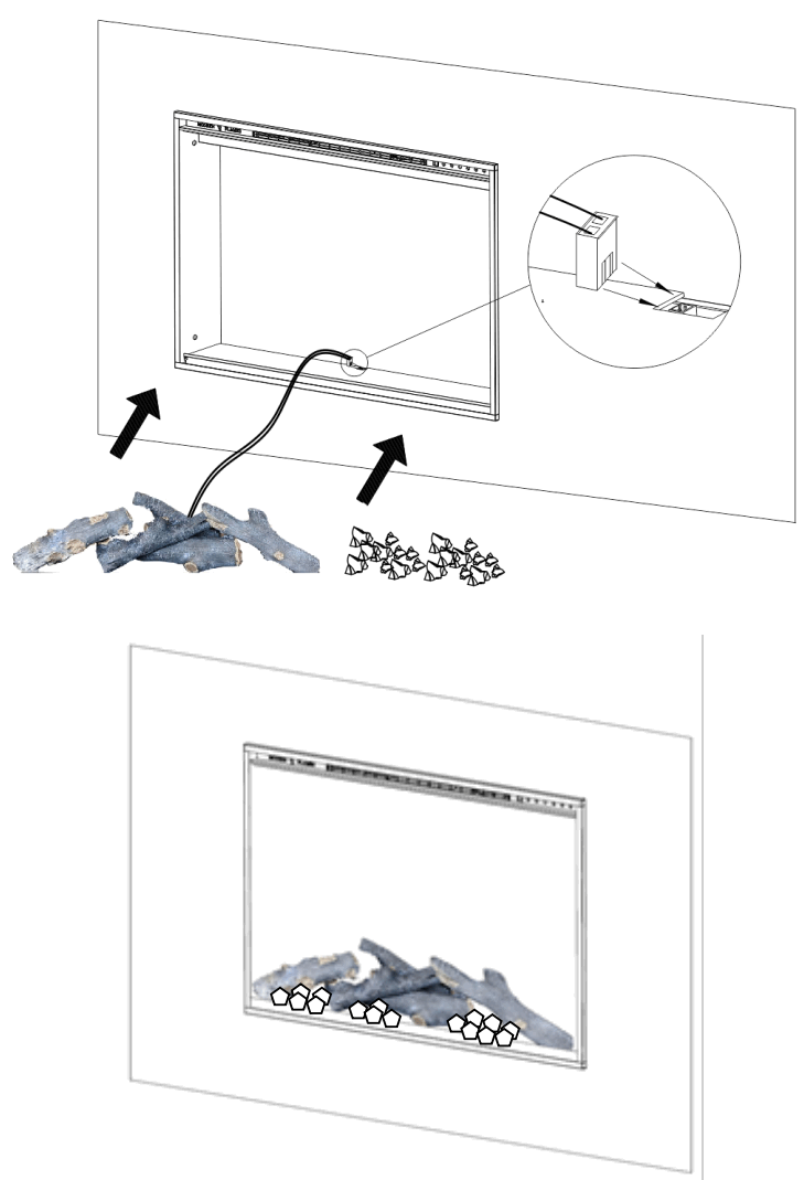 MODERN FLAMES RS-3021 Redstone Built In Electric Fireplace - Crystals and Logs