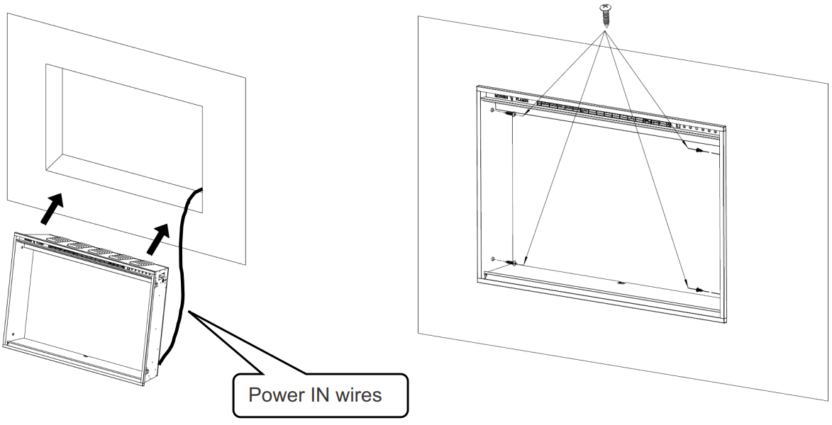 MODERN FLAMES RS-3021 Redstone Built In Electric Fireplace - Install Fireplace