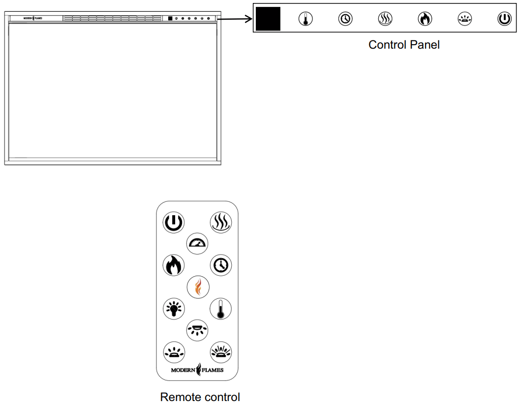 MODERN FLAMES RS-3021 Redstone Built In Electric Fireplace - Remote contro