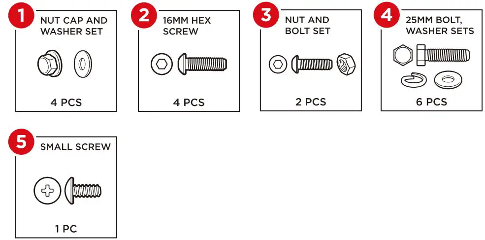 bcp SKY763 Reclining Massage, Tattoo Chair Instruction Manual - Hardware