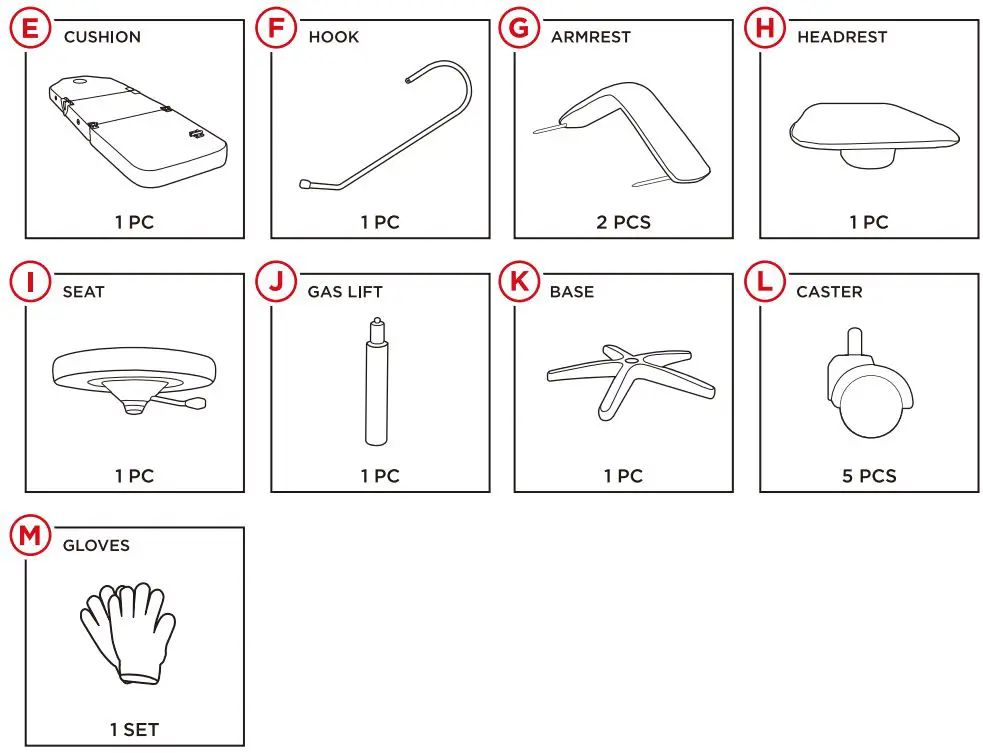 bcp SKY763 Reclining Massage, Tattoo Chair Instruction Manual - Parts