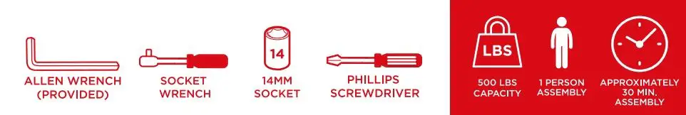 bcp SKY763 Reclining Massage, Tattoo Chair Instruction Manual - Tools Required