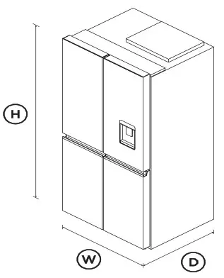 FISHER and PAYKEL RF500QNUB1 Freestanding Quad Door Refrigerator Freezer - DIMENSIONS