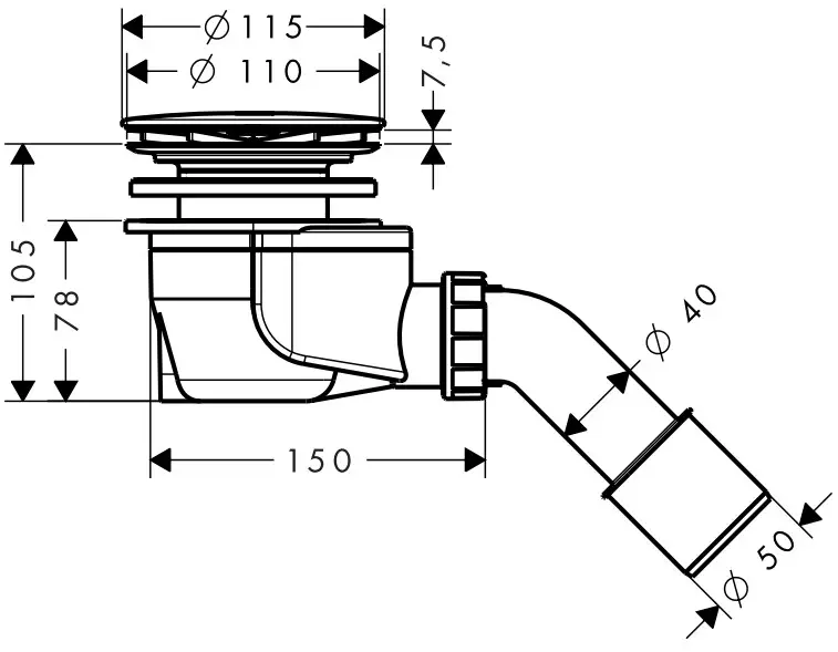 hansgrohe 60056000 Staro 90 Basic Set for Waste Systems Shower - fig 1