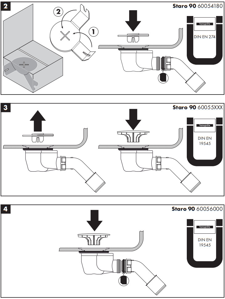 hansgrohe 60056000 Staro 90 Basic Set for Waste Systems Shower - fig 2