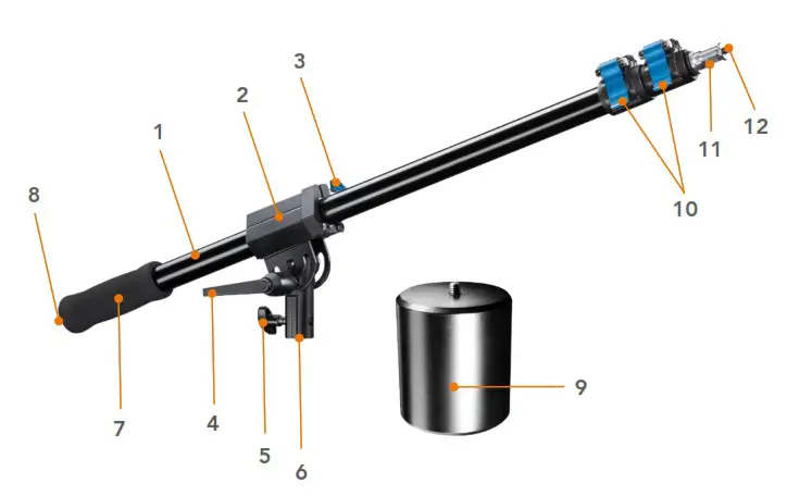 walimex pro 15534 Boom with Counterweight 70-183cm - components