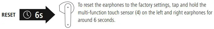 THOMSON WEAR77032 True Wireless Headphones Instruction Manual - Reset function