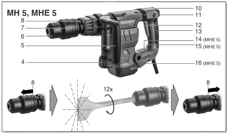 metabo MH 5 Chipping Hammer - overview 2
