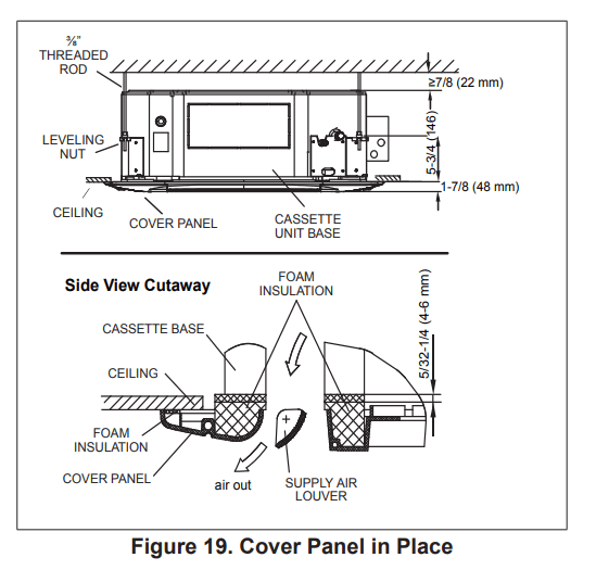 LENNOX M22A 1.5T Mini-Split 2X2 Heat Pump Cassette - Cover Panel in Place