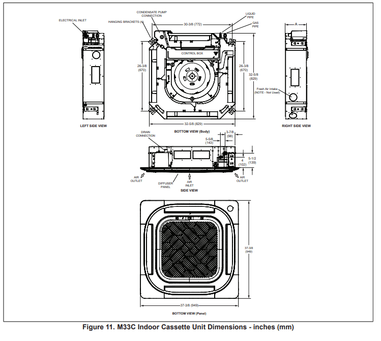 LENNOX M22A 1.5T Mini-Split 2X2 Heat Pump Cassette - Indoor Cassette