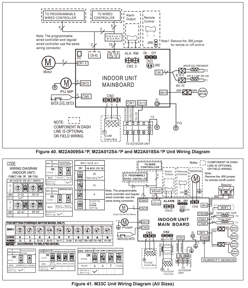 LENNOX M22A 1.5T Mini-Split 2X2 Heat Pump Cassette - Unit Wiring Diagram