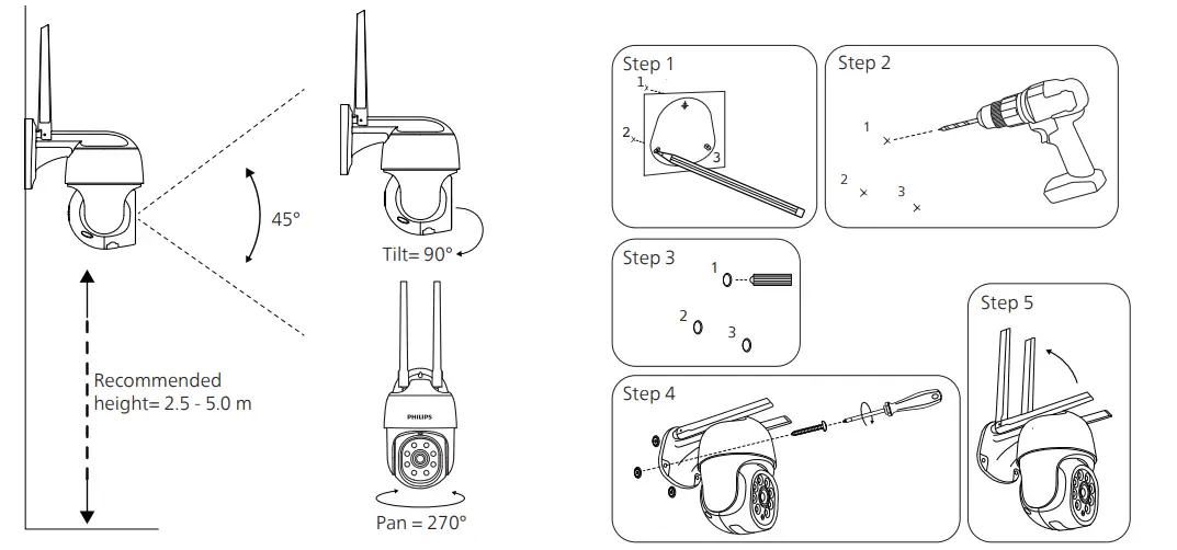 PHILIPS QSG 3000-series Home Safety outdoor Camera - place
