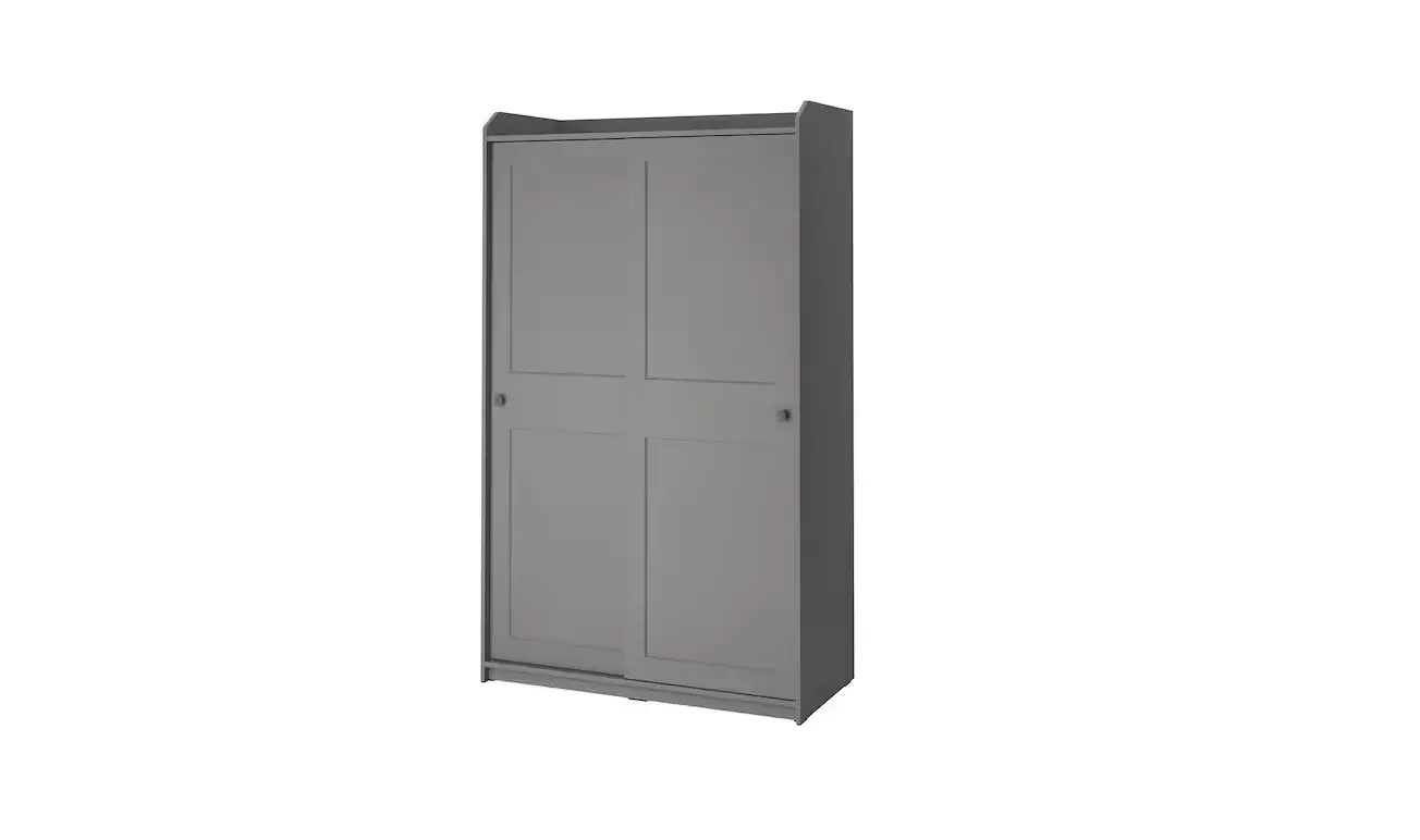 Ikea Aa-2205173-5-101 Hauga Wardrobe With Sliding Doors Grey Instruction Manual