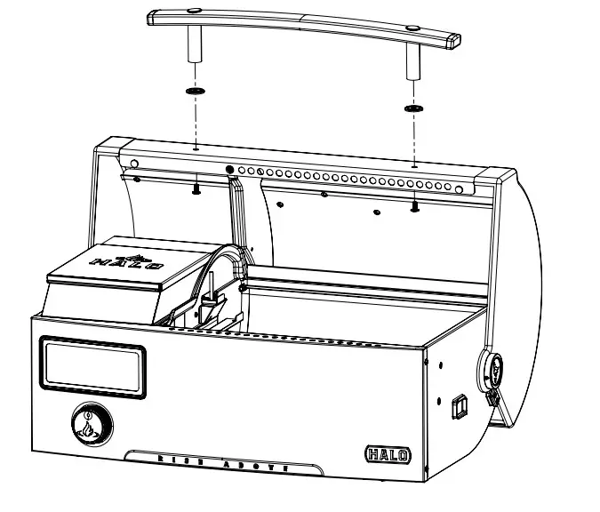 HALO HS-1005-ANA Prime300 Countertop Pellet Grill - Attach lid handle assembly