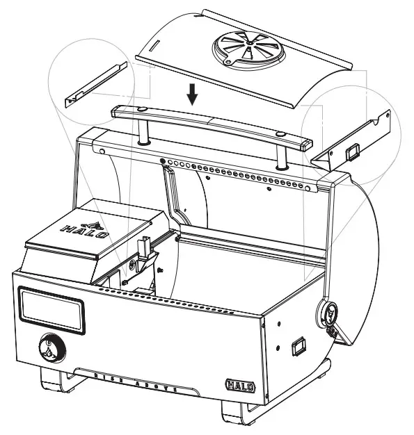 HALO HS-1005-ANA Prime300 Countertop Pellet Grill - Install grease plate