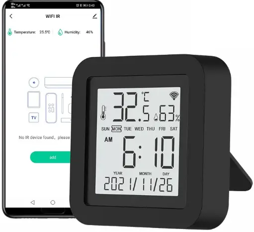 POWER MECH TEPX1 WiFi Temperature and Humidity Sensor with Screen