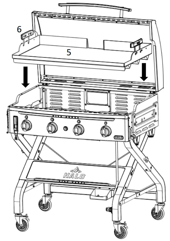 HALO HZ 1001 XNA Elite4B 8 Zone Outdoor Black Griddle - handle assembly 1