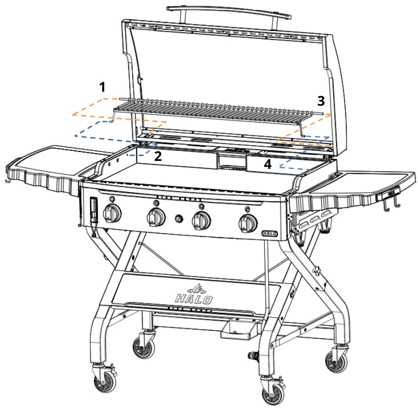 HALO HZ 1001 XNA Elite4B 8 Zone Outdoor Black Griddle - warming