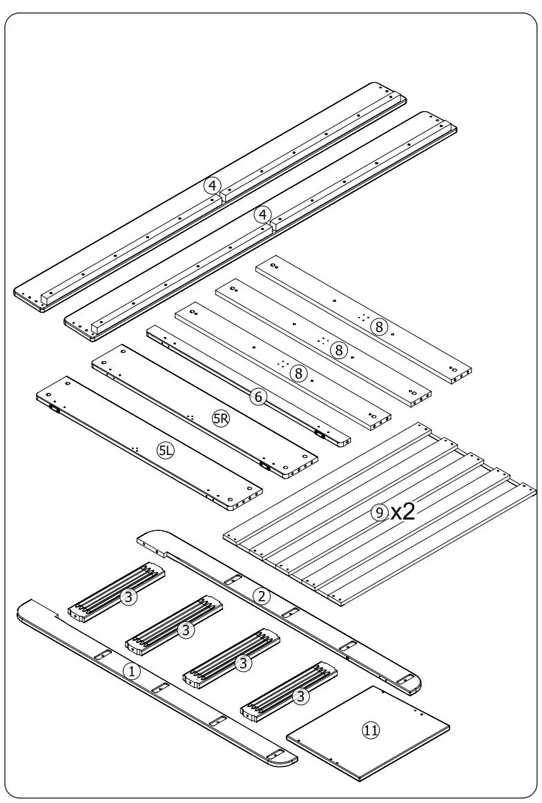 Oeuf 2PTR03-EU Perch Trundle Bed with Vertical Ladder - parts 1