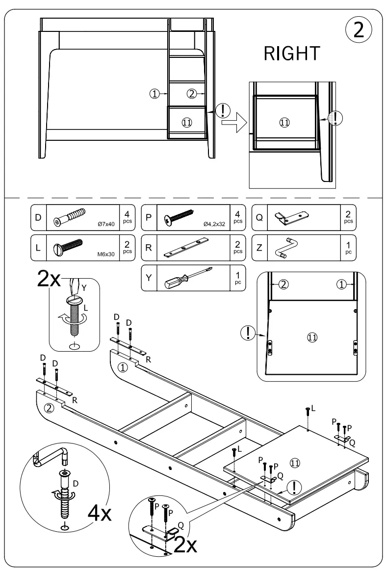 Oeuf 2PTR03-EU Perch Trundle Bed with Vertical Ladder - parts 4