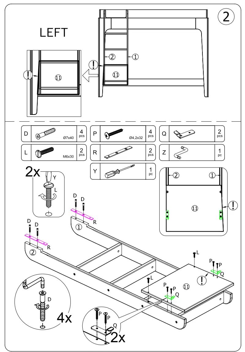 Oeuf 2PTR03-EU Perch Trundle Bed with Vertical Ladder - parts 5