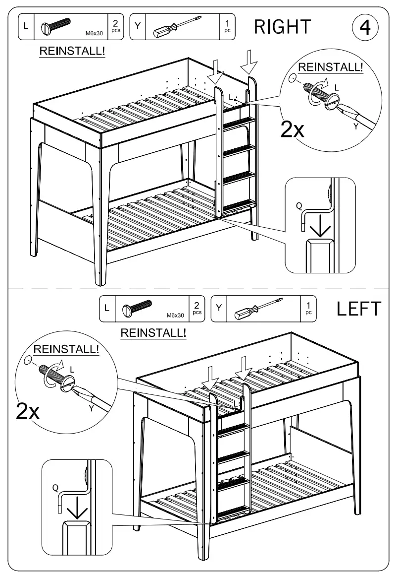 Oeuf 2PTR03-EU Perch Trundle Bed with Vertical Ladder - parts 7