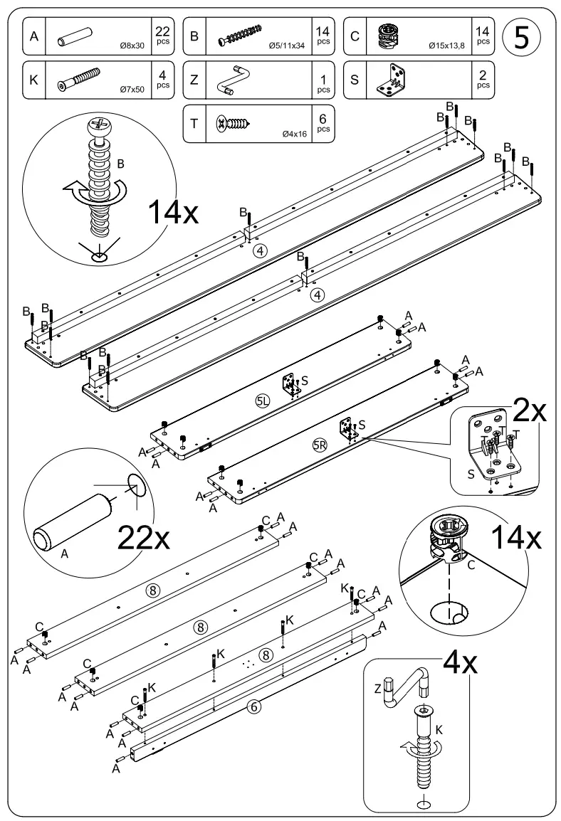 Oeuf 2PTR03-EU Perch Trundle Bed with Vertical Ladder - parts 8