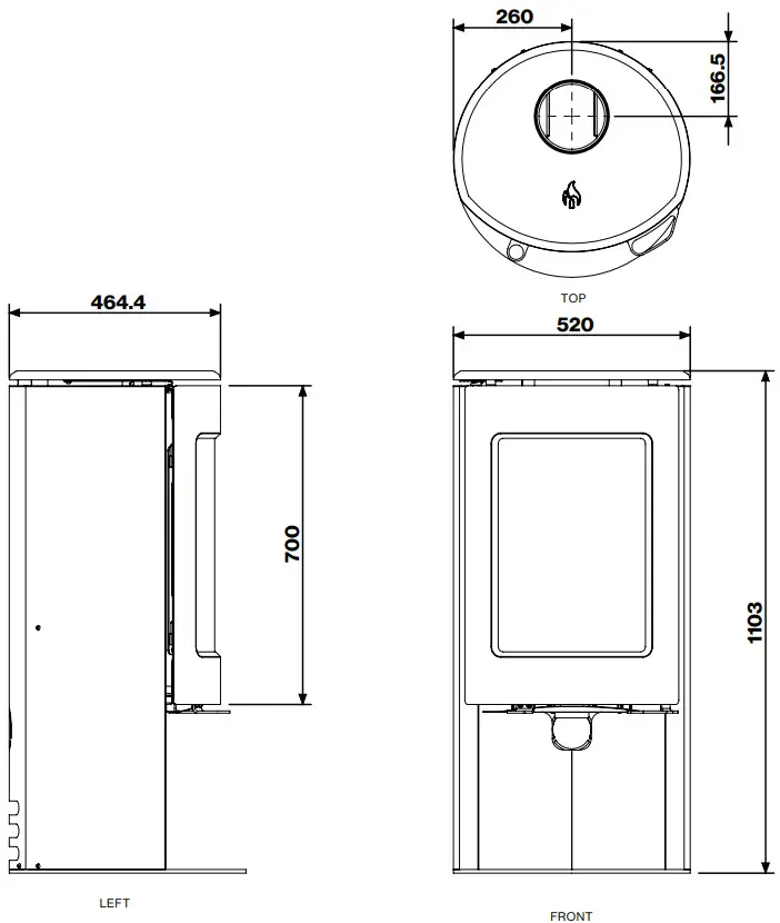 nectre Form 2 Fireplaces and Heaters - TECHNICAL DRAWINGS
