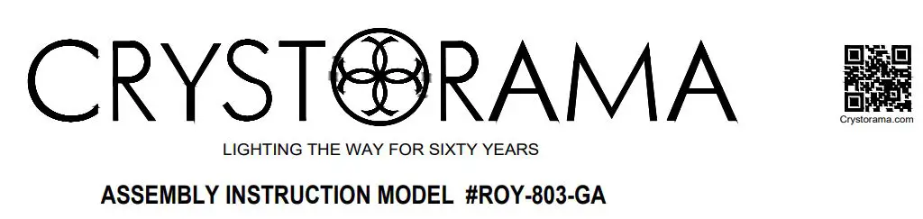 CRYSTORAMA ROY-803-GA Royston Three Light Pendant Instruction Manual