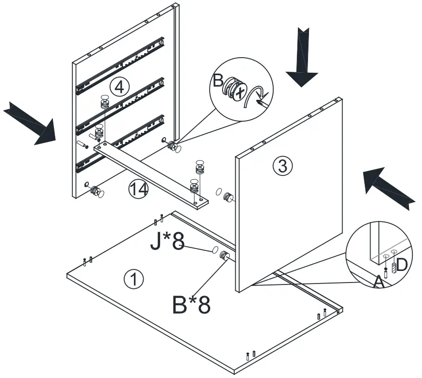 THE HOME DEPOT SCBSD0550 Datang 30 Inch Tall 3 Drawer White Bachelor's Chest with Metal Legs - Assemble the part