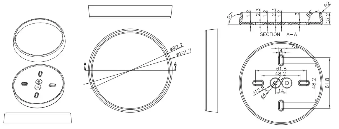 HYTRONIK HBIR28 2CH Bluetooth PIR Standalone Motion Sensor - Dimensions 5
