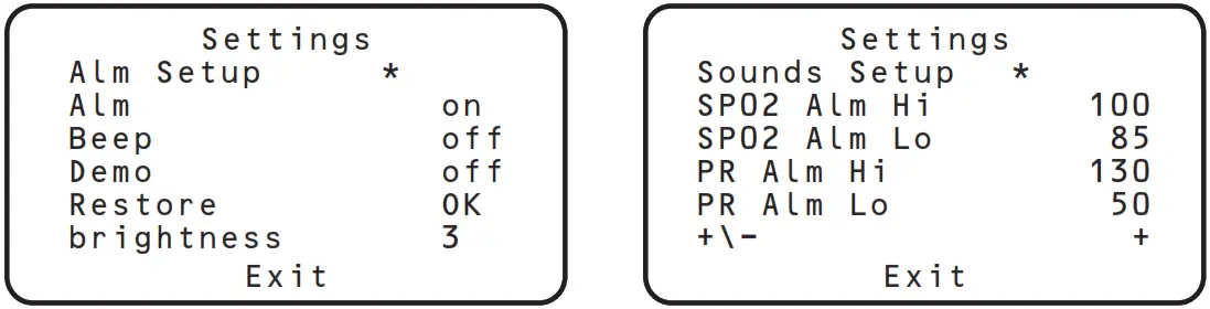 Physio logic 107 100 Digital Pulse Oximeter - Alarm Setting