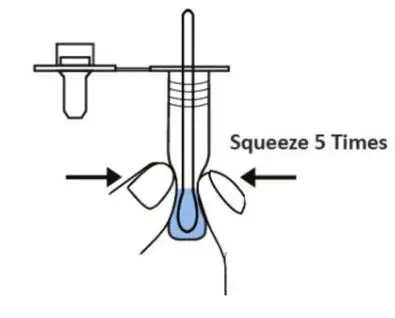 Advin COVID-19 Antigen Test Home - Squeeze the swab tip at least 5 times from outside of the tube while the swab