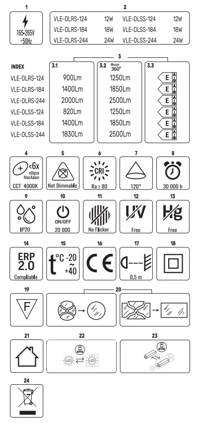 VIDEX VLE-DLRS-124 LED Surface Downlight Fixture - fig 1