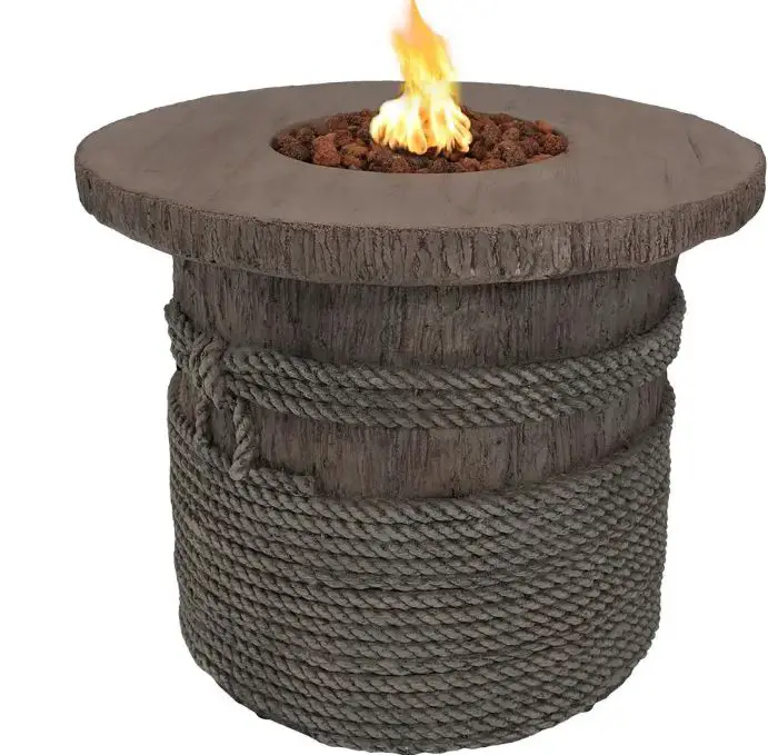 Sunnydaze DECOR-WAR-962-Rope-and-Barrel-Propane-Gas-Fire-Pit-Table