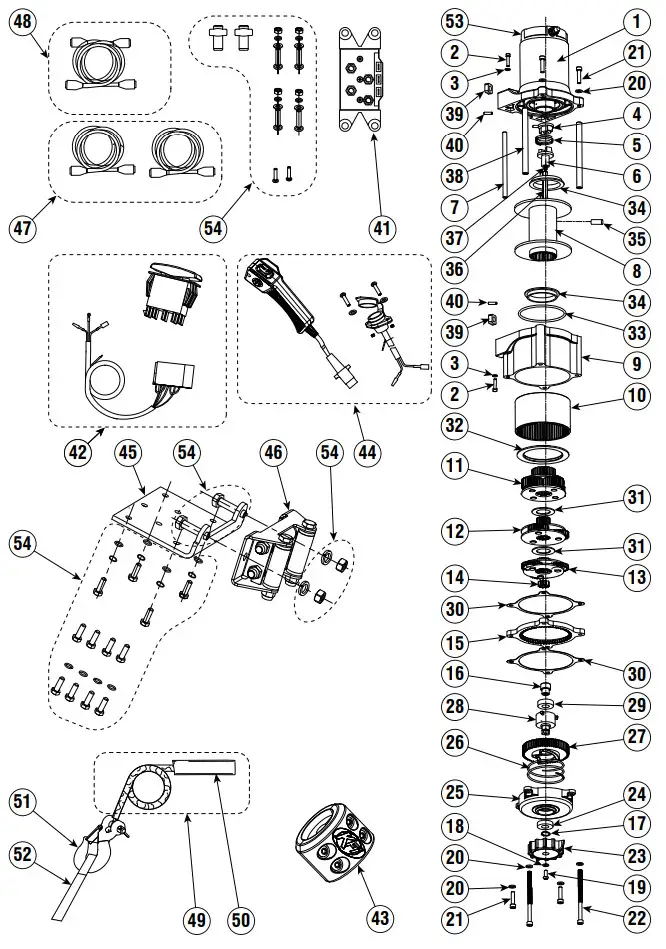 KFi SE45 R2 Stealth Series Synthetic Cable Atv Utv Winch - Parts Diagram