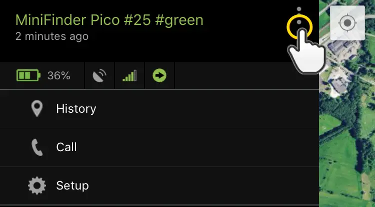 MiniFinder Pico Personal GPS Tracker - Action Menu 1