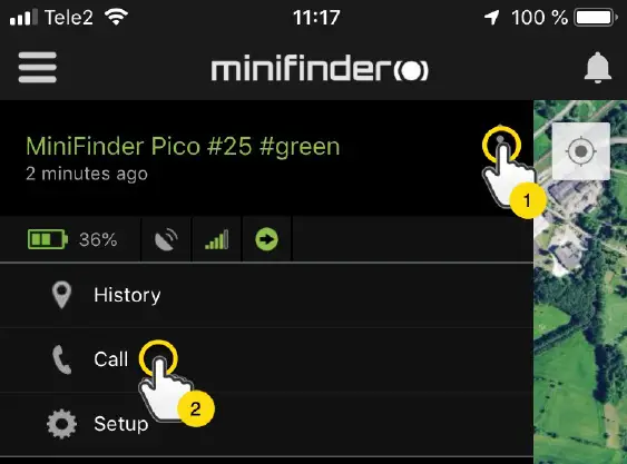 MiniFinder Pico Personal GPS Tracker - Call the Device 1