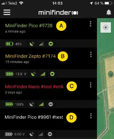 MiniFinder Pico Personal GPS Tracker - Device Status
