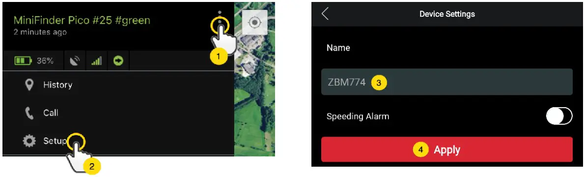 MiniFinder Pico Personal GPS Tracker - Rename Device 1