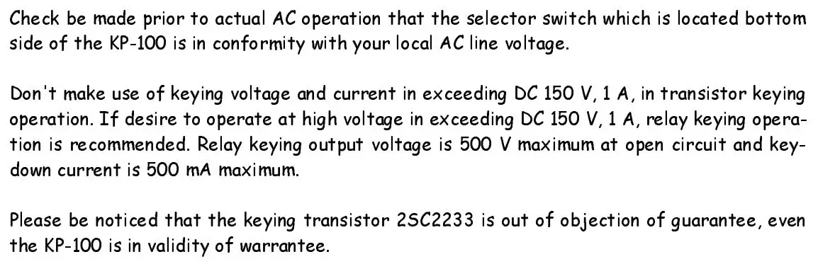 KENPRO KP-100 Electronic Squeeze Keyer Instruction Manual - Pre Operation
